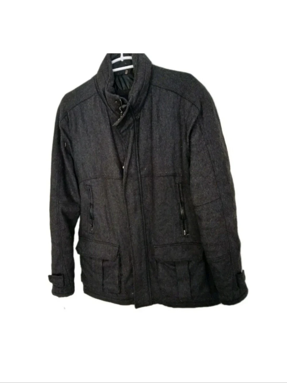 ELIE TAHARI DESIGNER WOOL COAT-JACKET Dark Gray Size L. In Good Condition.